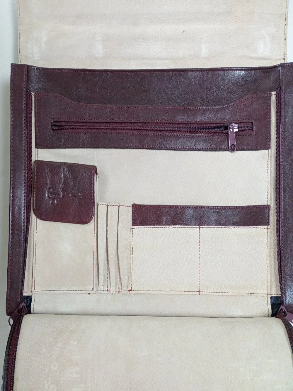 Vintage Giorgio Bernini Reddish-Brown Leather Briefcase Attache Bag Portfolio